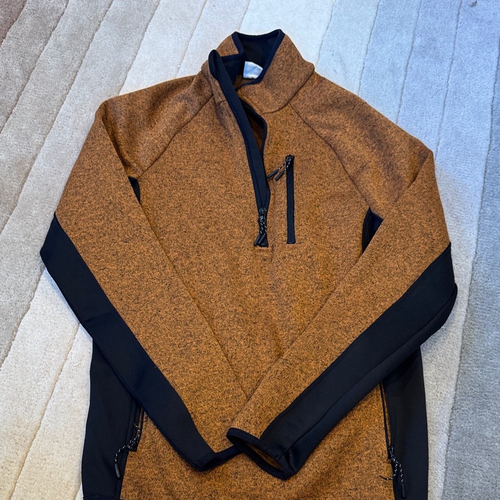 UNISEX XS Brown and Black Quarter-Zip Sweater